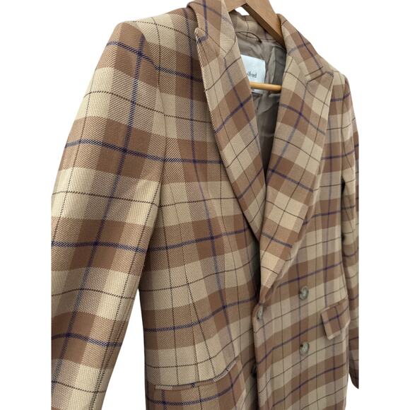 Aritzia Wilfred Wool-Blend Margaux Plaid Double Breasted Blazer Brown Size 0 - Picture 7 of 11